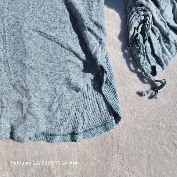 Anthropologie Saturday Sunday Women Small Sweater Green Marled Cinch Tie Sleeves - Picture 3 of 11